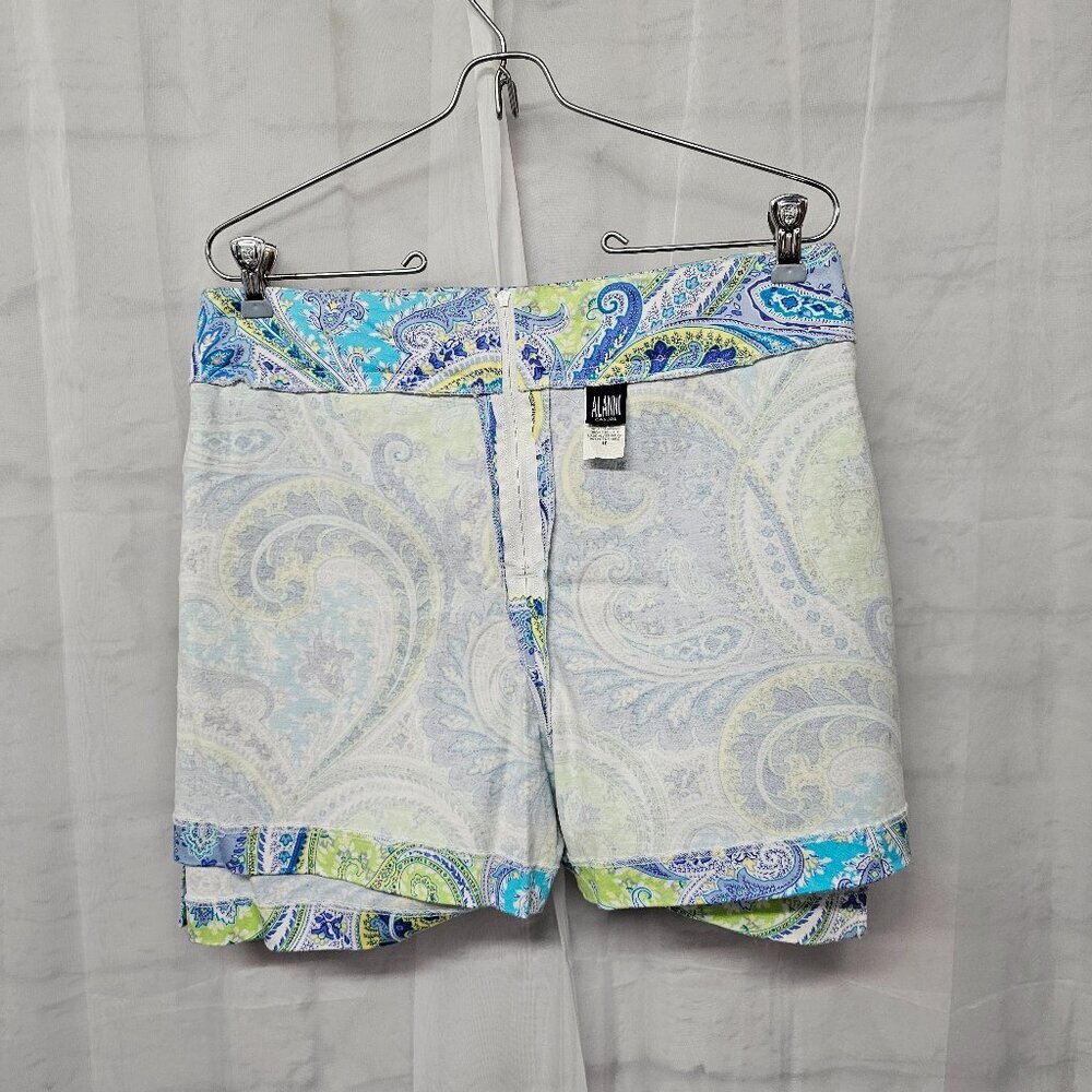 Alanni Blue Green Paisley Skort Boho Floral Retro Mod 10 - Picture 9 of 12